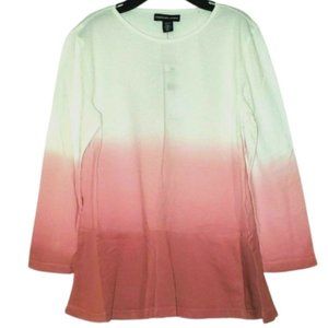 American Living Women Sweater 3/4 Sleeve Gradient White Pink  Small Size